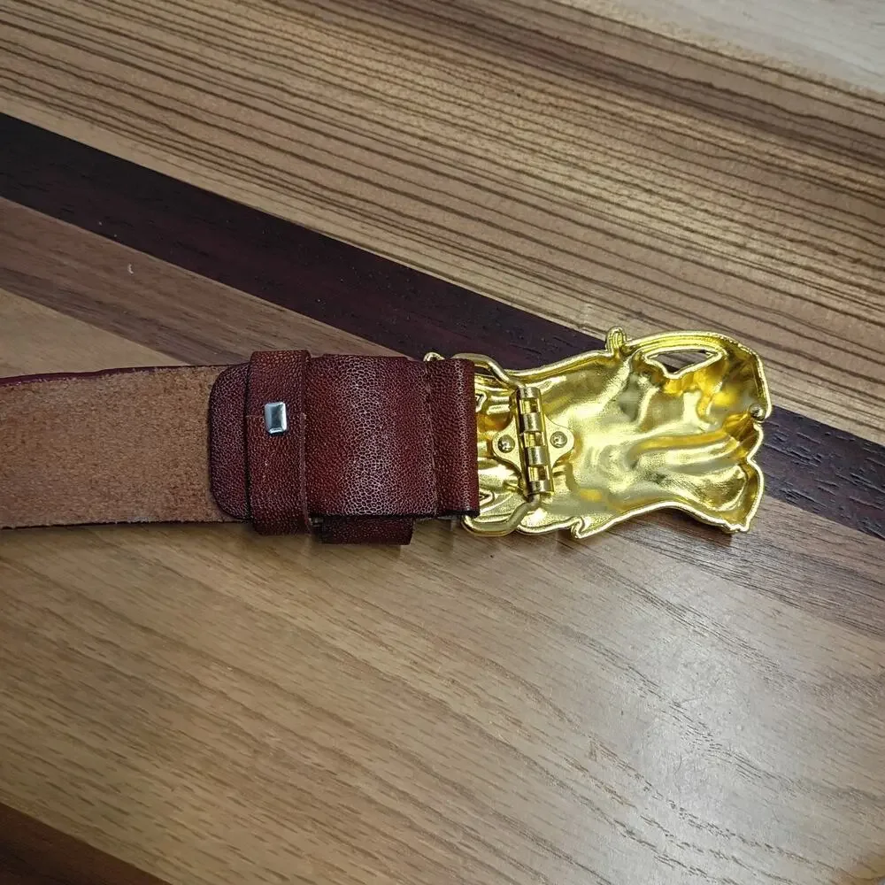 Fashion Dragon Head Buckle Male Cowhide Genuine Leather Belt Sz 52 Inch / 130
